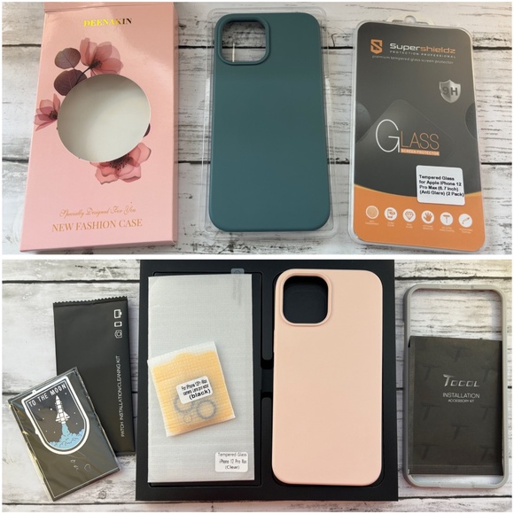 2 Soft Silicone Phone Cases for iPhone 12 Pro Max with Accessories - Picture 1 of 8